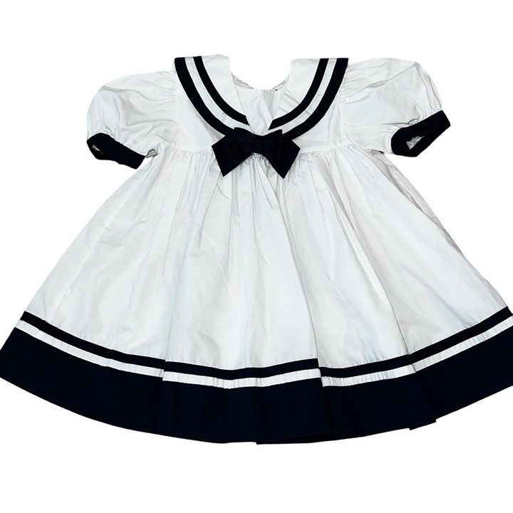 Sarah Louise England Navy White Sailor Dress Lined 12 Months Vintage