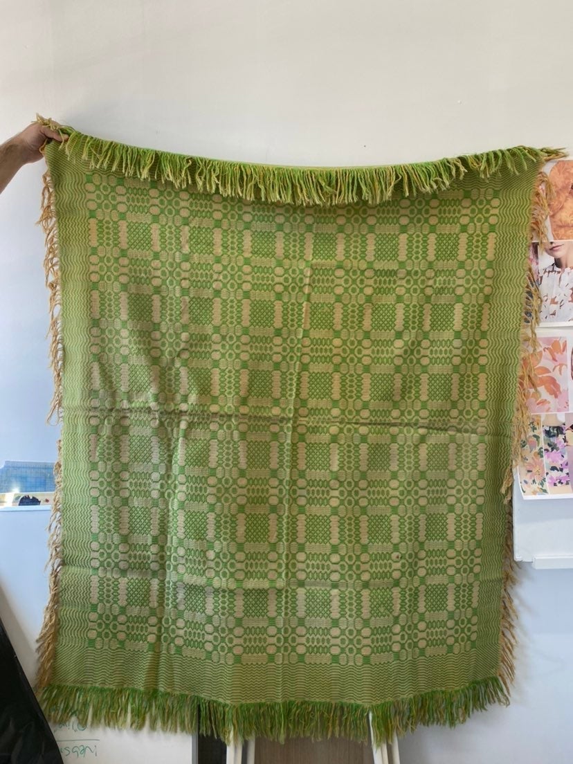 Vintage 20th C Americana woven geo blanket