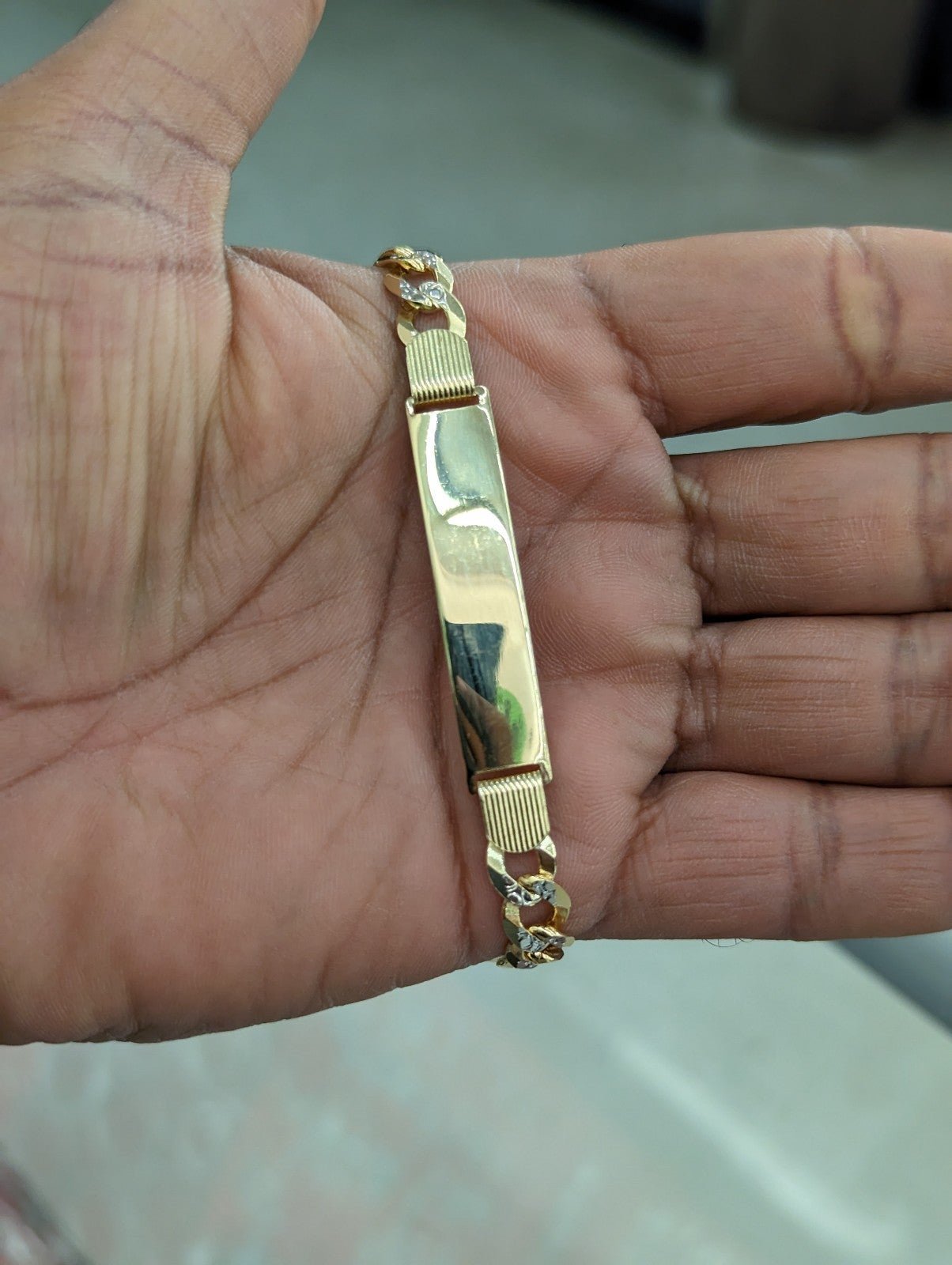 14kt real gold cuban curb diamond cut bracelet
