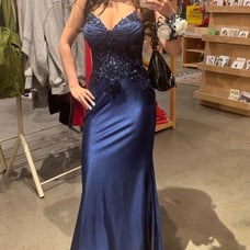 Body-con navy blue prom dress