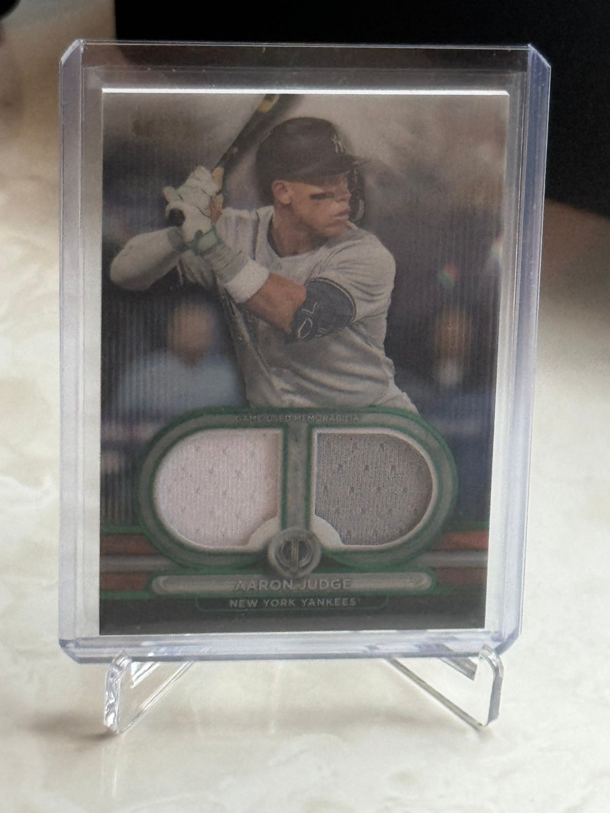 2024 Topps Tribute Aaron Judge Green Dual Yankees Jersey Patch Relic #81/99