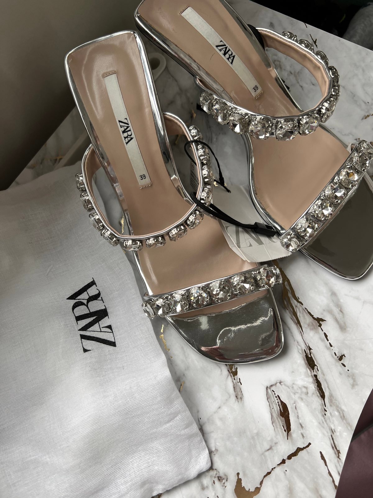 Zara metallic heels