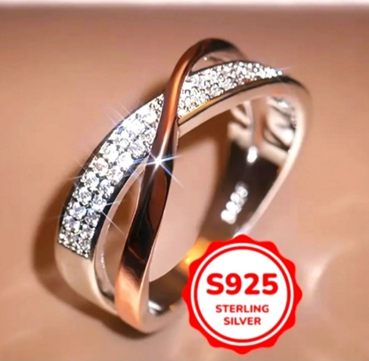Sterling Silver and Rose Gold Infinity Ring Sz 7