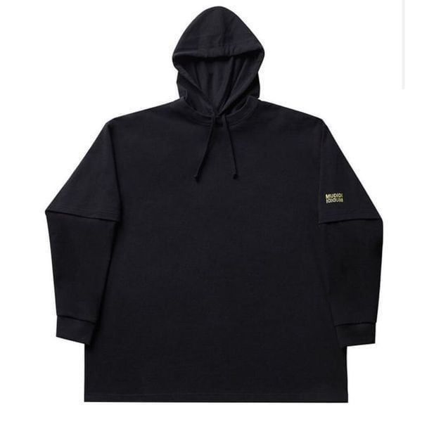 MUDIDI Free Black Men’s Layered Hoodie Sweatshirt