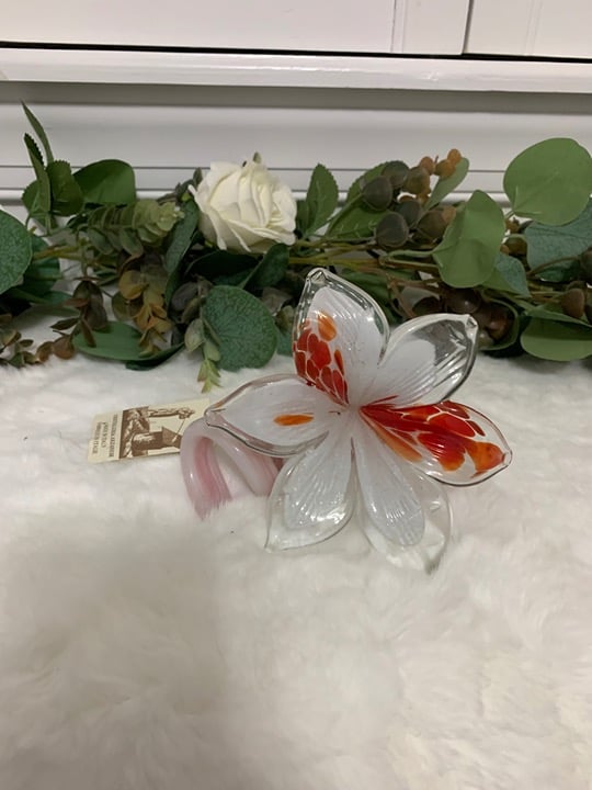 Vintage Cristalleria Arzanese Murano Style Blown Glass Flower
