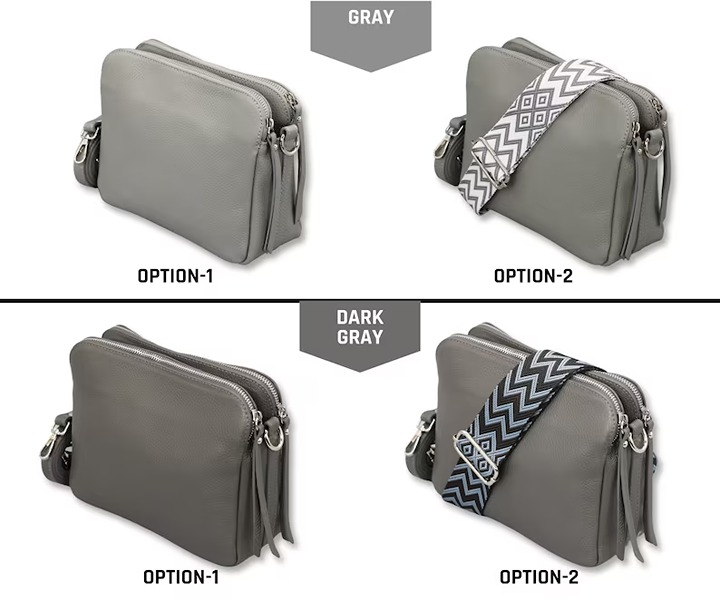 Leather Crossbody Shoulder Bag for Women with extra Patterned Straps, Leather Sh