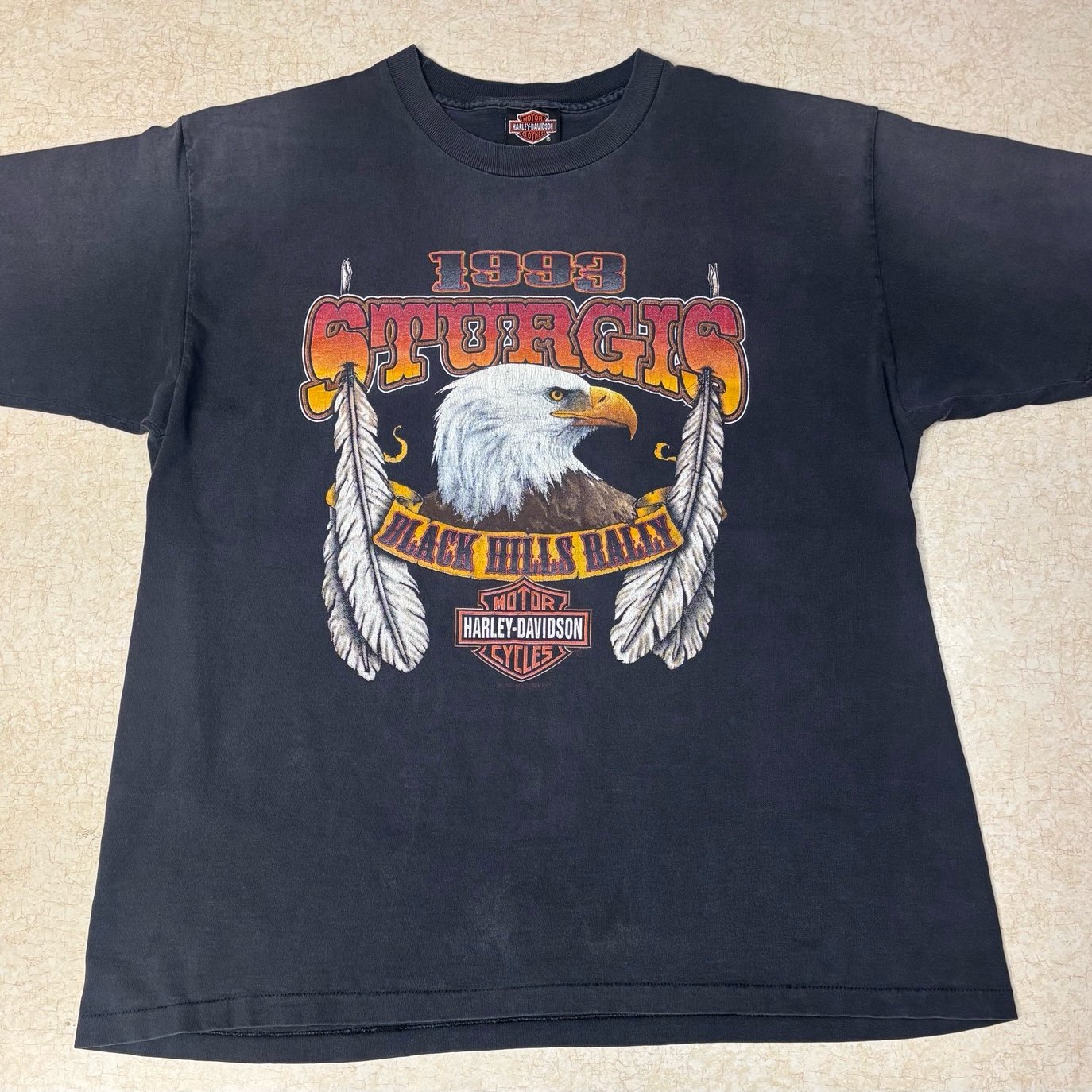 VTG Harley Davidson 1993 Sturgis XL T-shirt Single Stitch Sleeve Black Hills USA