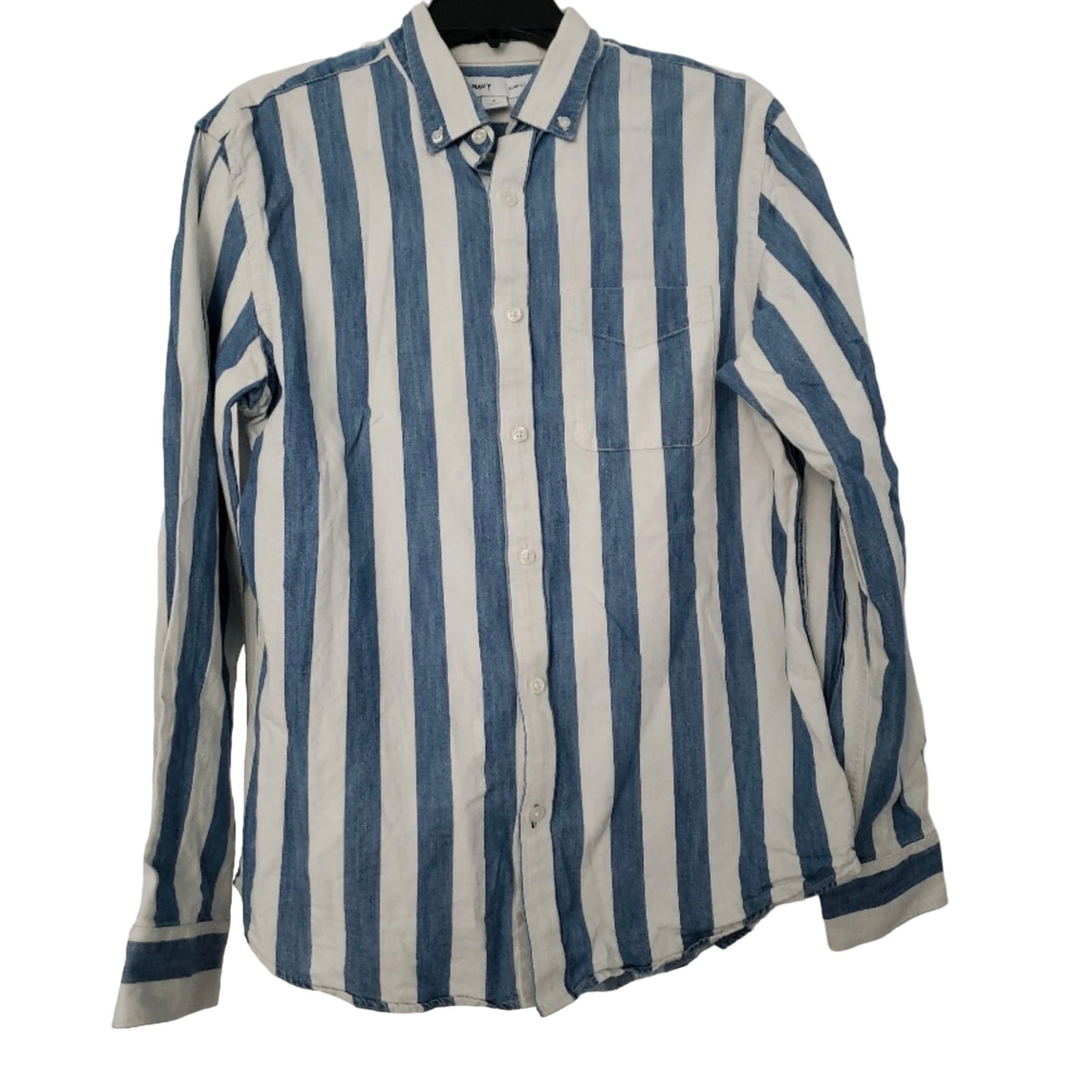 Old Navy Vintage Button Down Denim Jean Shirt Sz Med Slim 80s 90s