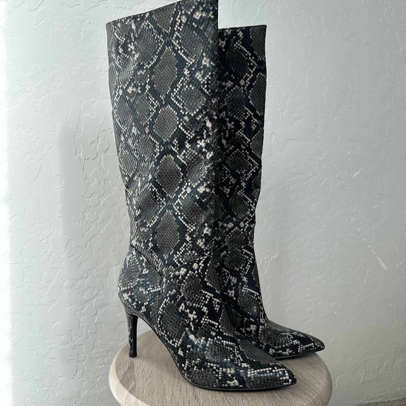 Steve Madden Kinga Faux Snake Skin Heeled Boots