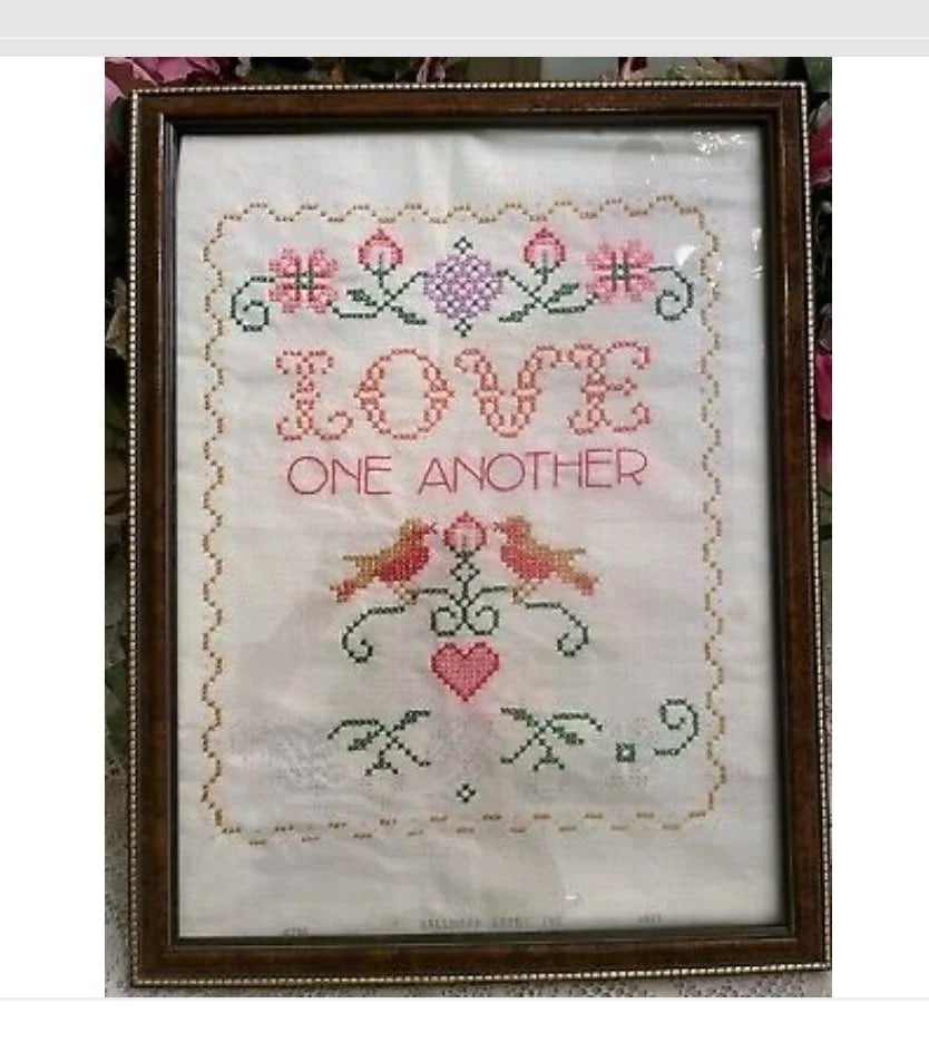 Vtg Framed Sampler Love One Another