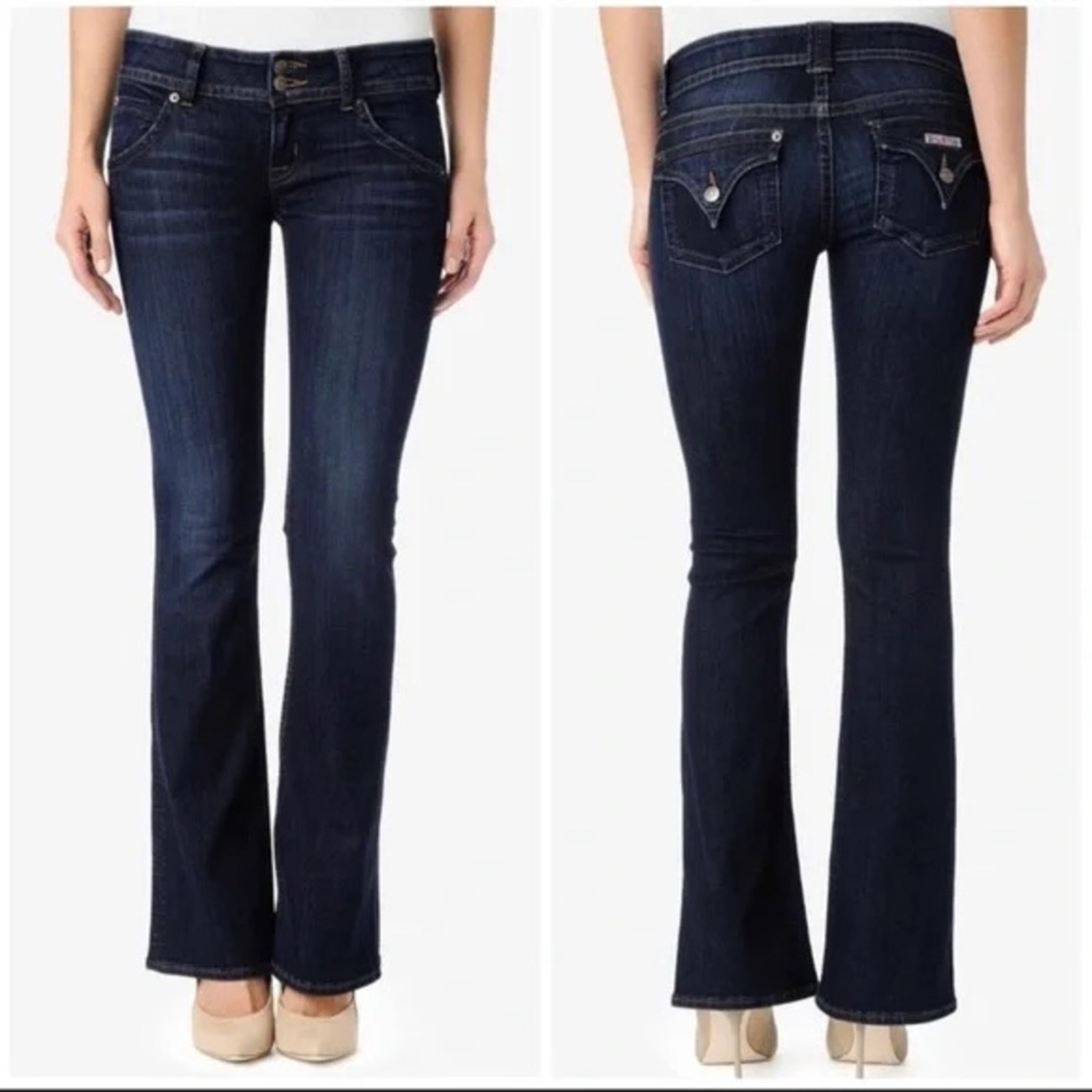 Hudson Women's Signature Bootcut Baby Flare Jeans Dark Wash Size 25 Denim