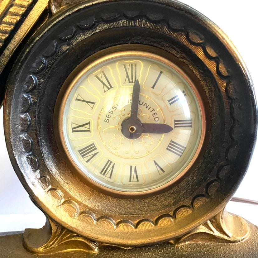 Vintage Sessions United Decorative Metal shops Harp Clock Works great Will Ship Fast