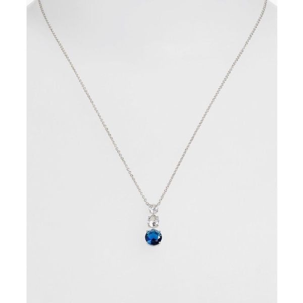 Nadri sapphire cubic zirconia Triple Drop Pendant Necklace
