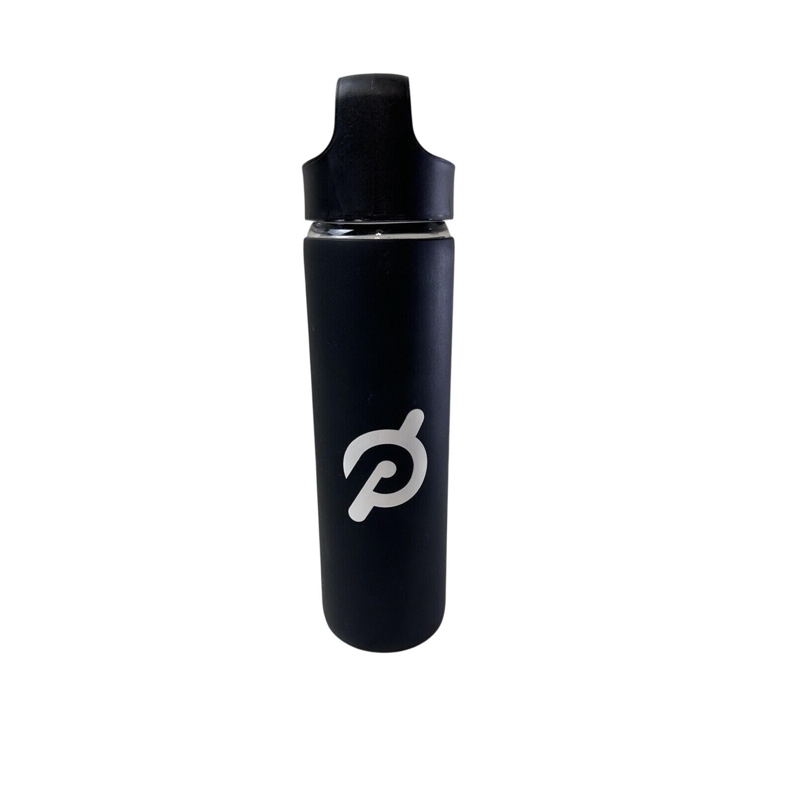 Glass Water Bottle 16oz Black with Silicone Non-Slip Grip - Gym Fitness - Peloton