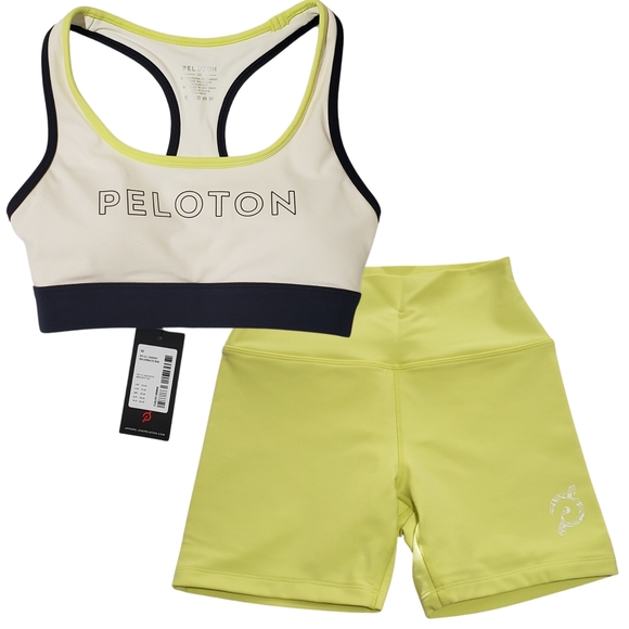 PELOTON Cadent Racerback Sports Bra & Cadent Bike Cycling Shorts 5” XS BUNDLE