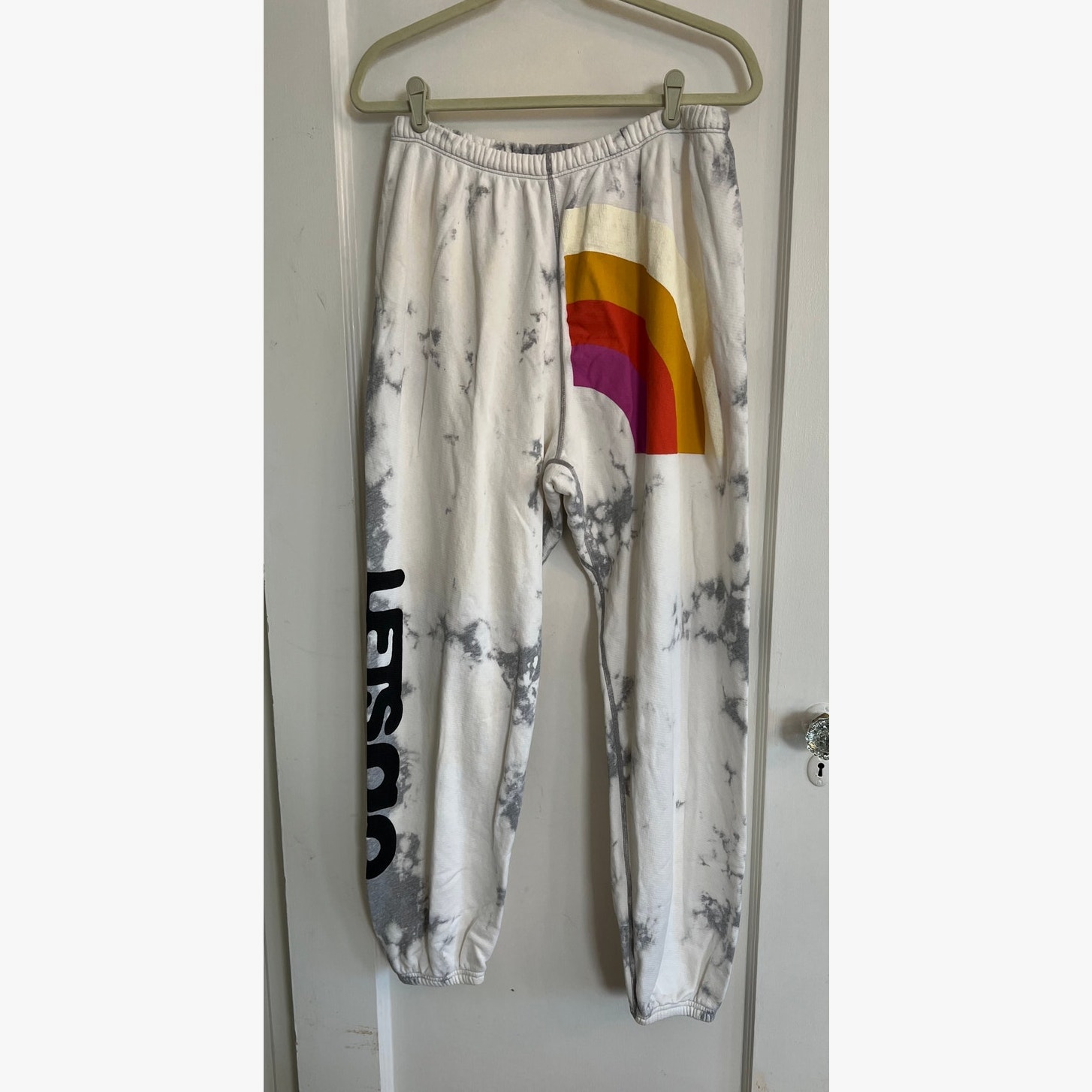 Free City White/Gray Tie Dye Rainbow Sweatpants, Size XXL