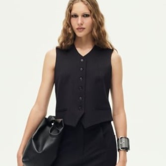 NWT ZARA CLASSIC STRIPED VEST ZW COLLECTION NAVY BLUE