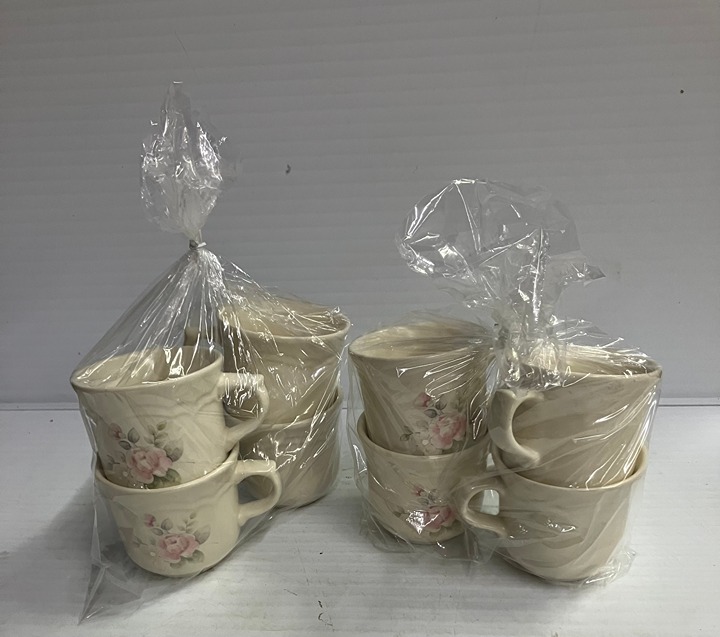 Set of 8, Pfaltzgraff Tea Rose Pink Floral Coffee Cup/Mug, !