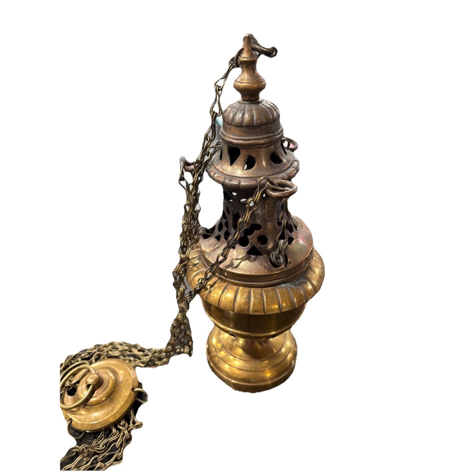 A Fine Quality Catholic Brass Triple Chain Thurible, Censer, Incense Burner