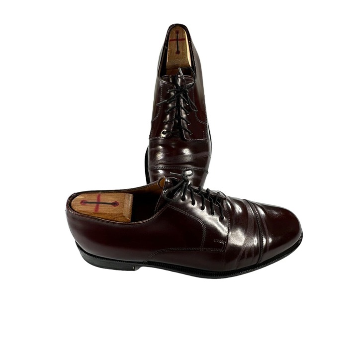 COLE HAAN Vintage Mens Size 9.5 D Burgundy Leather Cap Toe Oxfords Dress Shoes