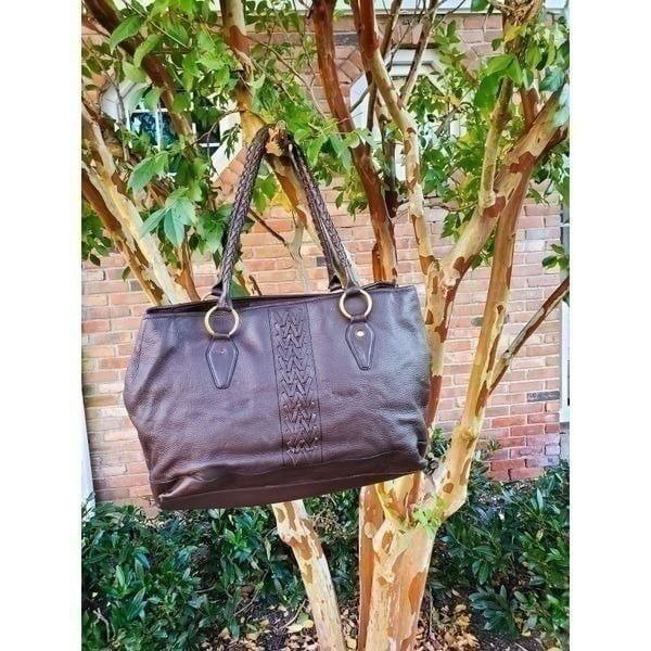 Vintage Wilson Leather Dark Brown Braided Handle Detail Satchel Bag