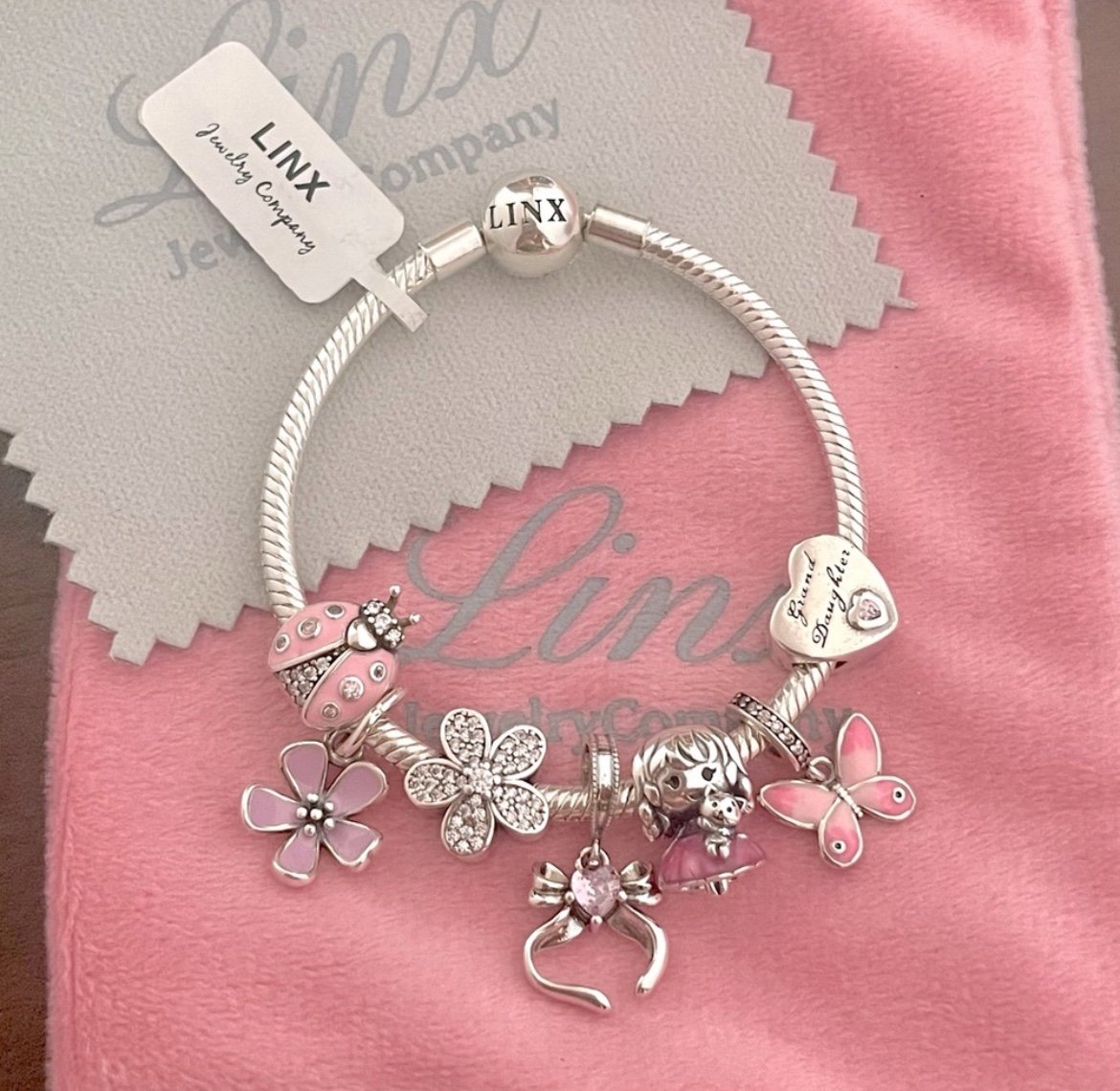 Linx Snake Chain Bracelet with Granddaughter Themed Charms