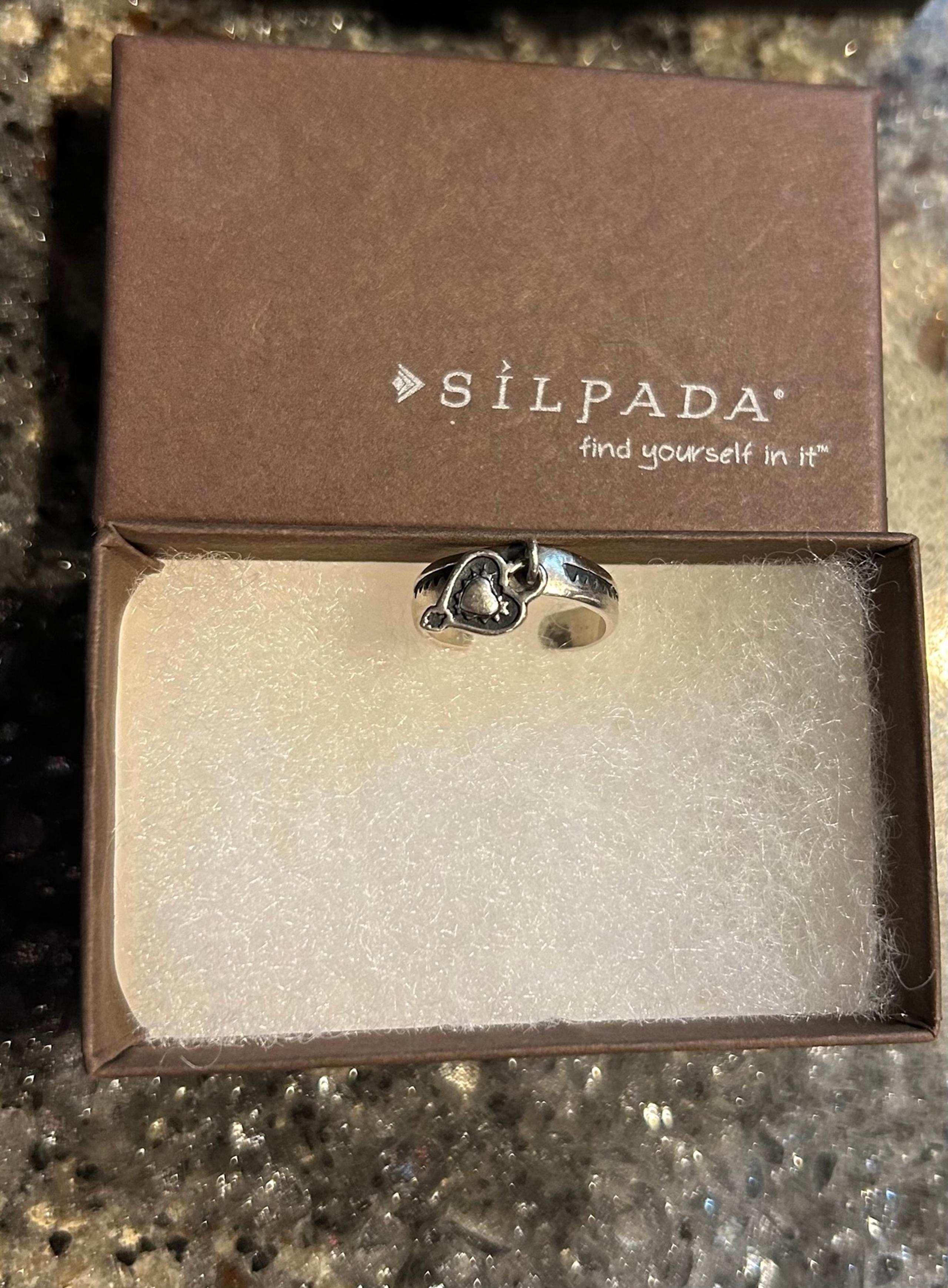 925 Sterling Silver Cuffed Floating Heart Dangle Charm Toe Ring O1596 - Silpada