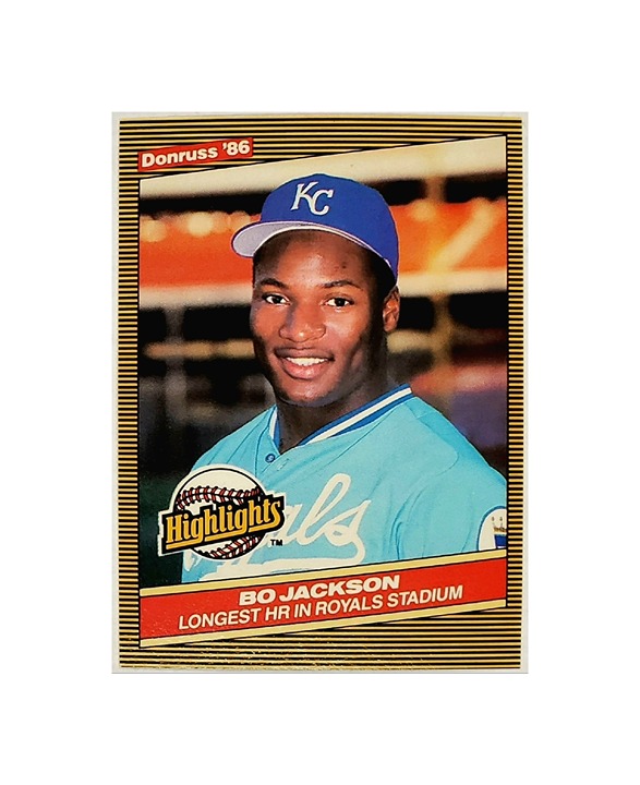 BO JACKSON ROOKIE 1986 DONRUSS HIGHLIGHTS #43 KANSAS CITY ROYALS, TWO-SPORT STAR