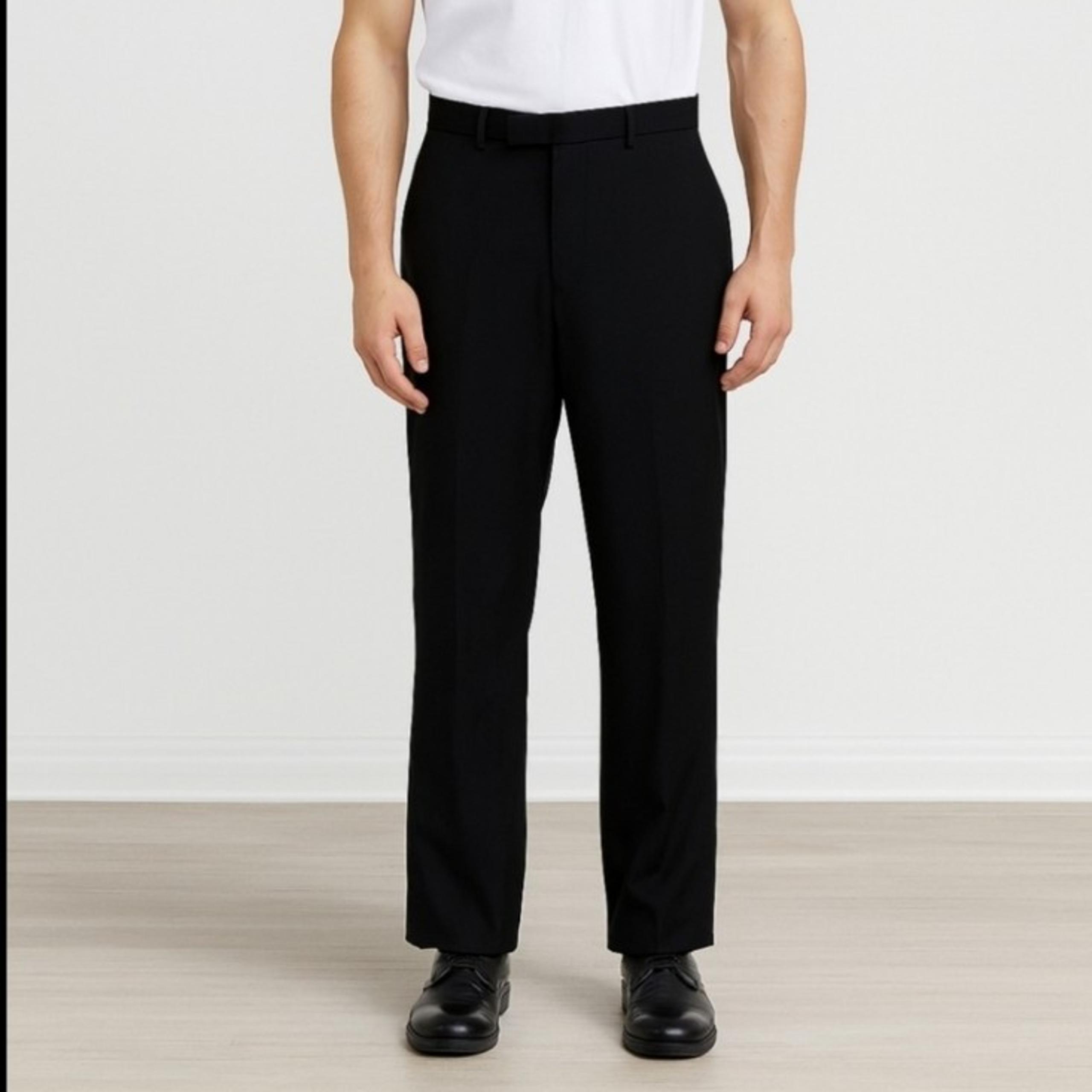Men’s Black Dress Pants – Size 34x34 – Light Gray Pinstripes