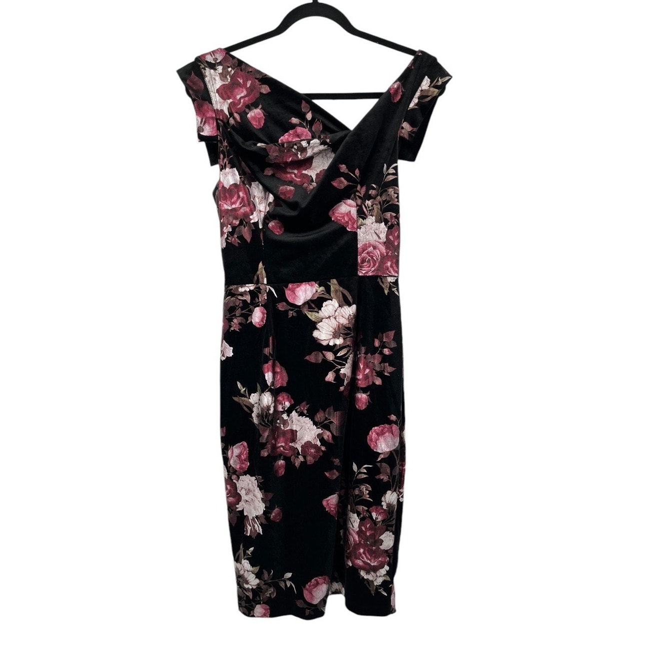 Black Halo Dress Jackie O Floral midi velvet black size 6 NEW