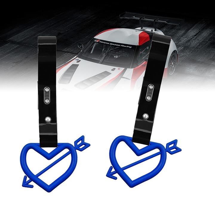 BRAND NEW 2PCS ARROW LOVE HEART BLUE JDM TSURIKAWA RING Black Handle Strap Drift