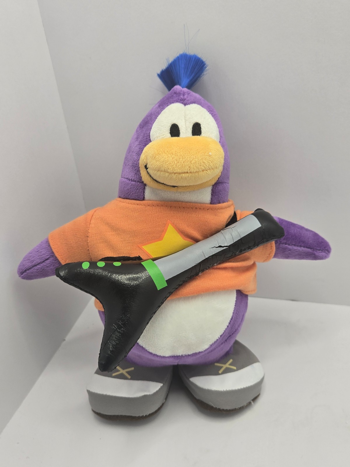 Disney Club Penguin Guitar Plush Toy Mohawk Rocker Rockstar 8" Exclusive RARE