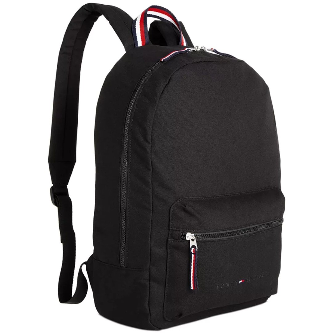 Tommy Hilfiger Men’s Jackson Canvas Backpack, Classic Logo, Travel Bag, Black