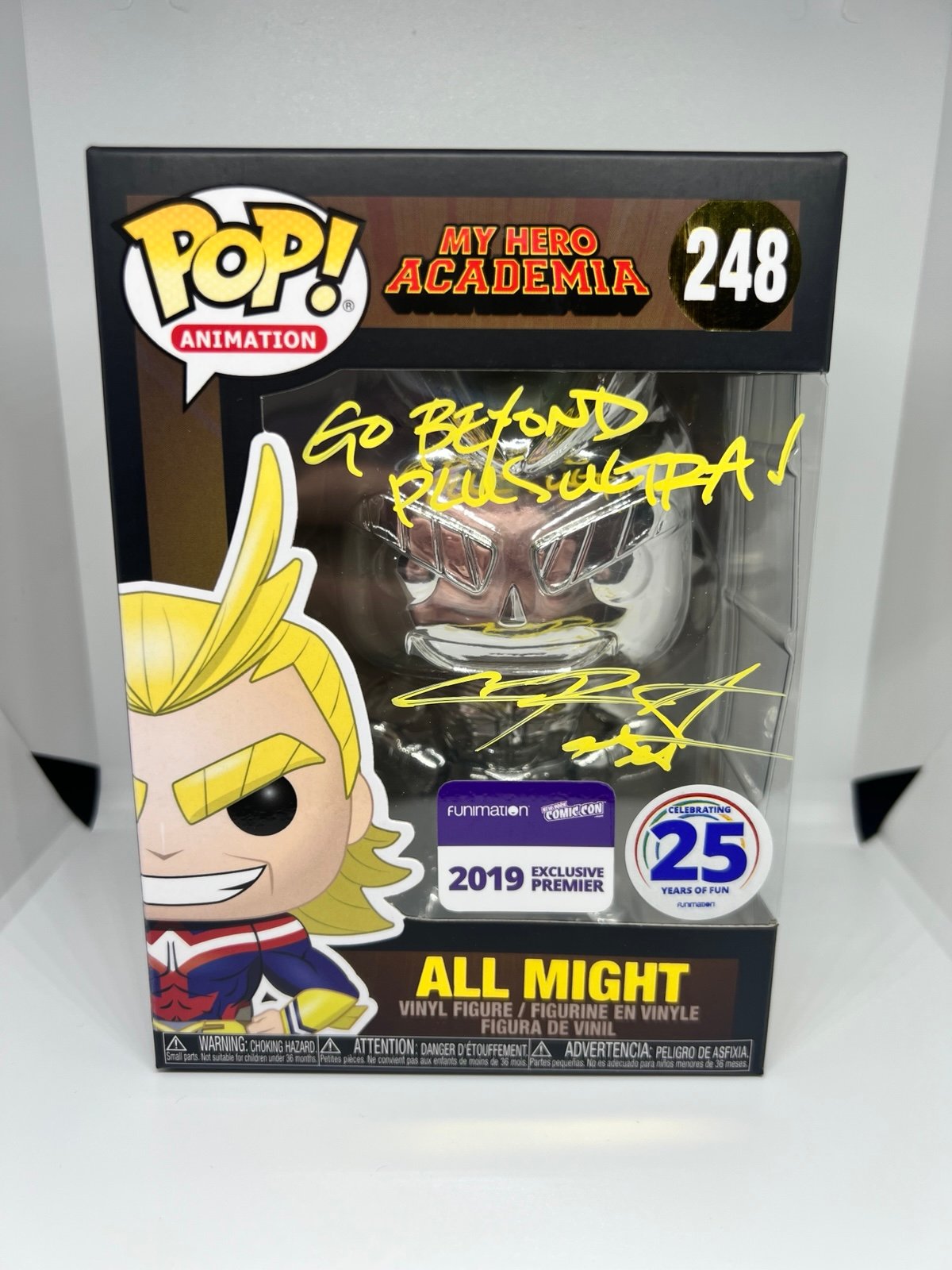 All Might Signed Chrome NYCC Pre Release Funimation Funko Pop My Hero Academia