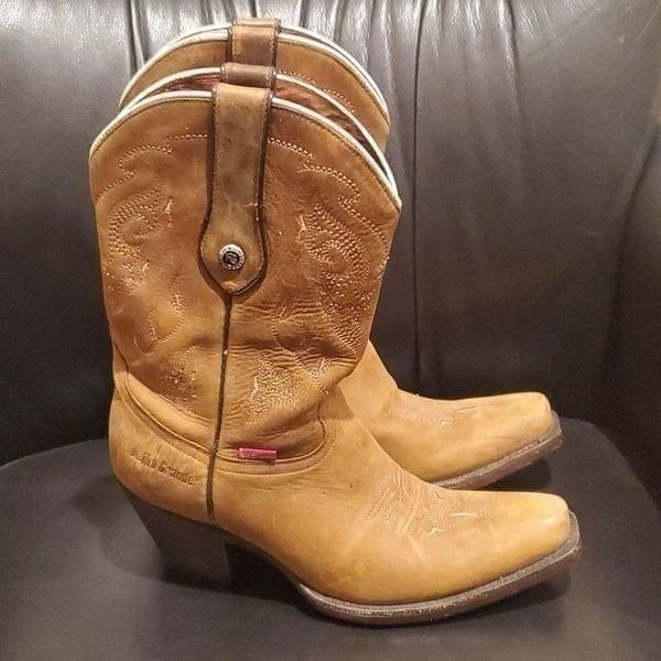 RIO GRANDE Limited Signature Tan Embroidered  Boots Mexican Size 24/US 7