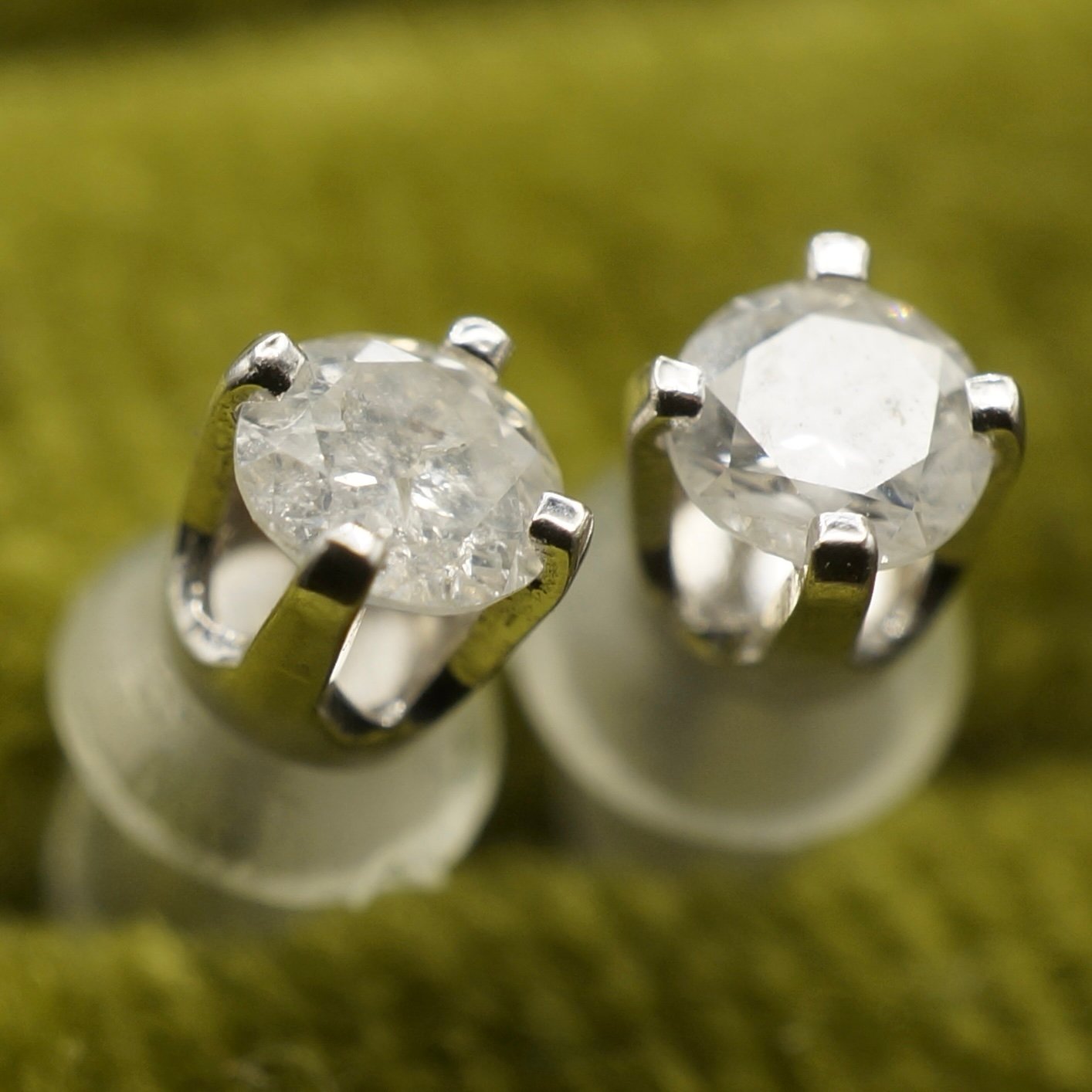 .23ct si2-I1 Natural Earth Mined Diamond Stud Earrings 14k Solid White Gold