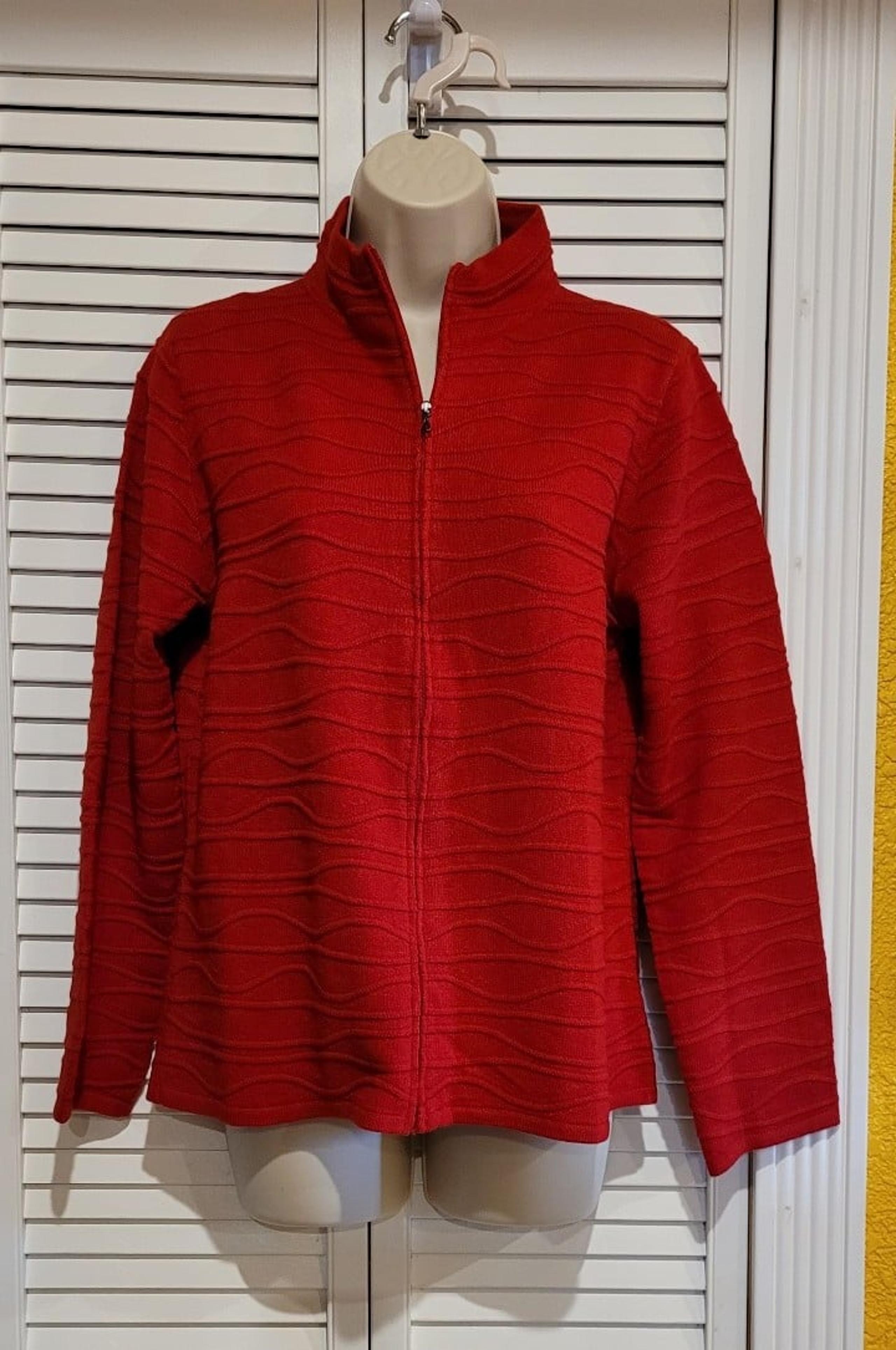 Coldwater Creek Women's Red Full Zip Knitted Sweater