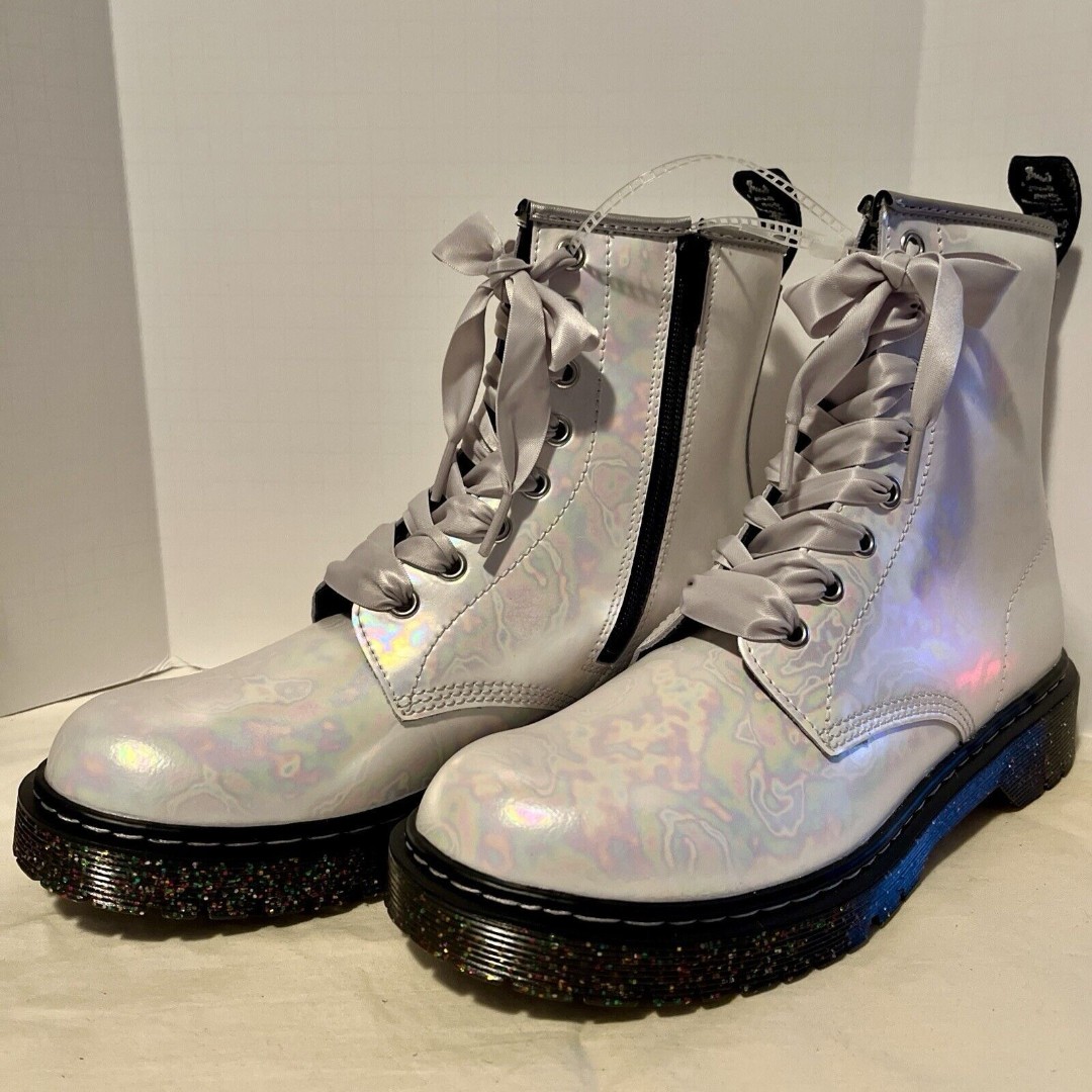 Dr Martens 1460 Pascal Bex Combat Boots W 7 Glitter Soles Ribbon Laces Wedding