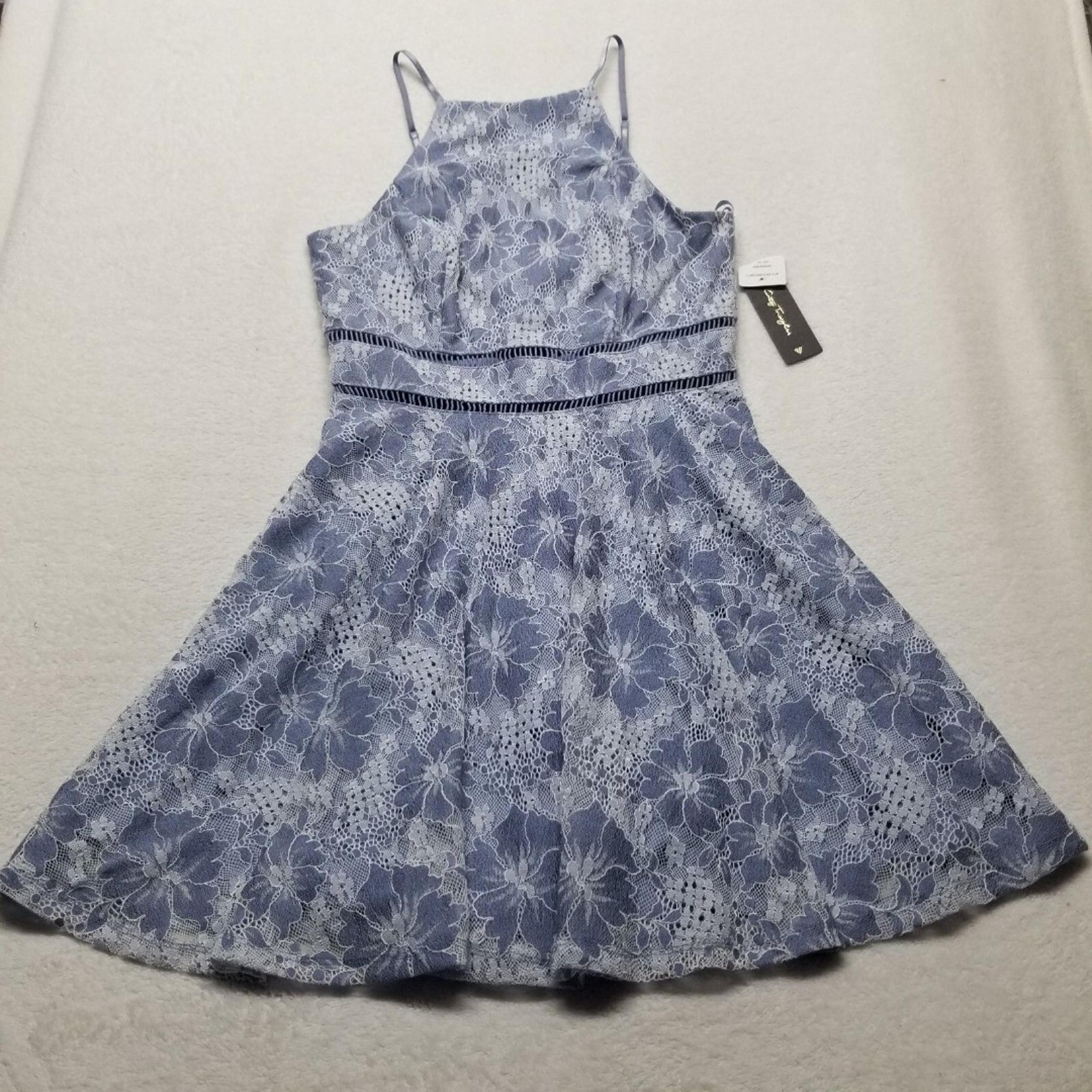 Juniors 11 Dress Periwinkle Blue Lace Mini Fairy Feminine HOCO - City Triangles