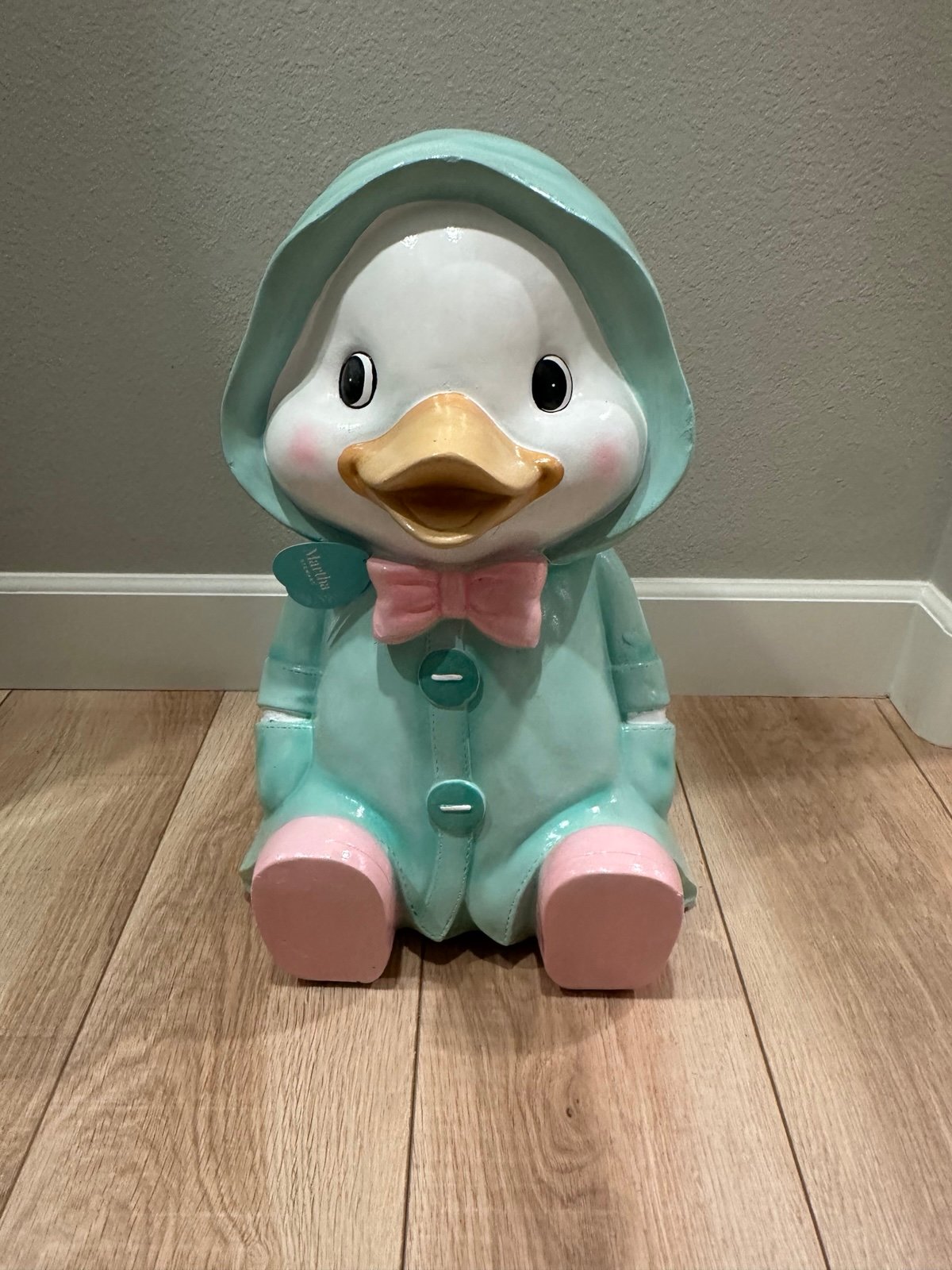 Easter 2025 Large Martha Stewart Easter Duck in a Turquoise Hoodie Raincoat
