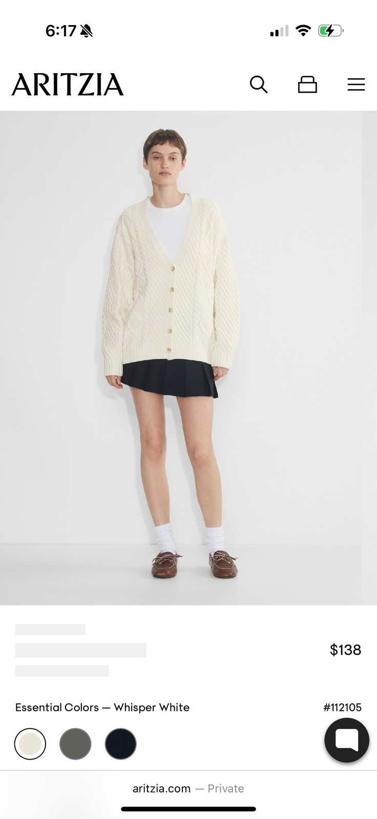 Aritzia cream knit Sundays cardigan