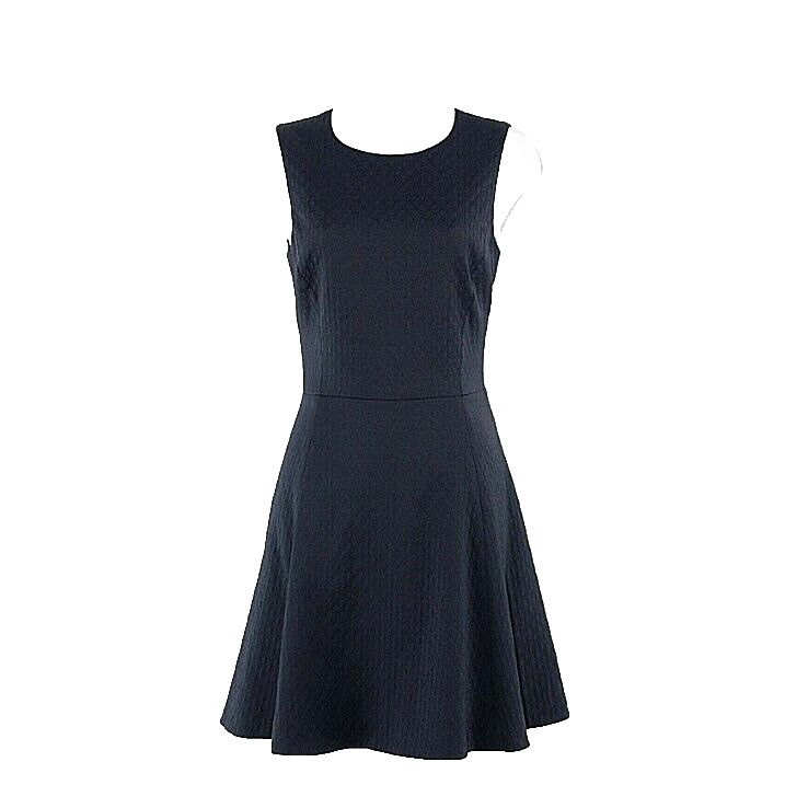 Theory NEW 395 6 Navy Textured Polyamide Wool Elastane Poly PU Lined Dress