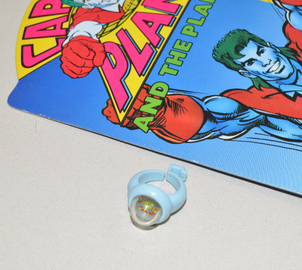 Vintage CAPTAIN PLANET Ring Accessory & Card Back 1991 Tiger Action Figure