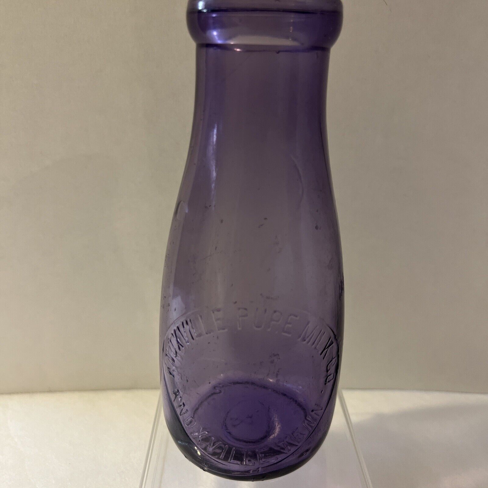 Vintage Knoxville Amethyst Purple Glass Embossed Milk Cream Bottle 1 Pint