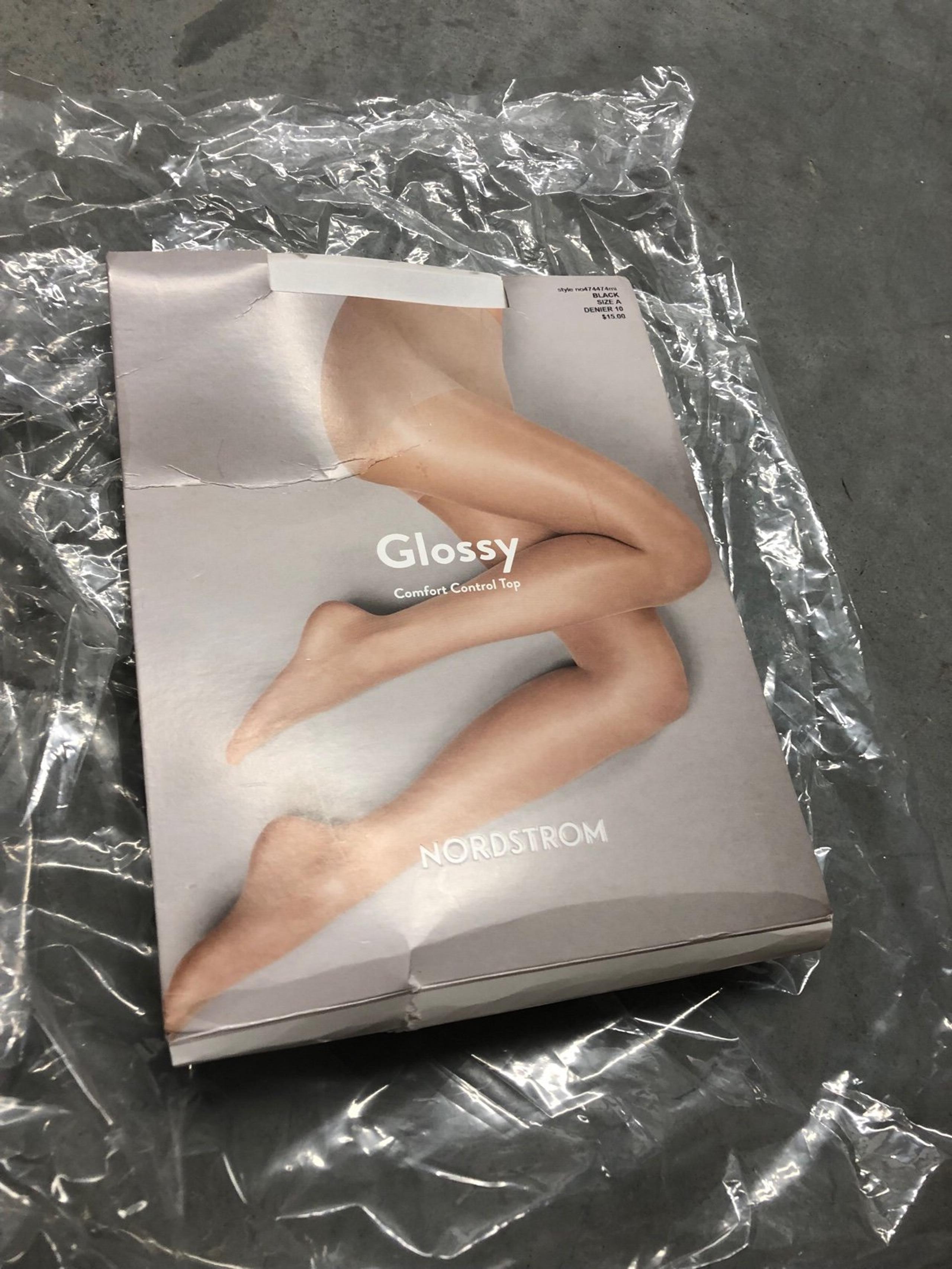 Glossy Size Control Top Pantyhose,NORDSTROM, size A; open box