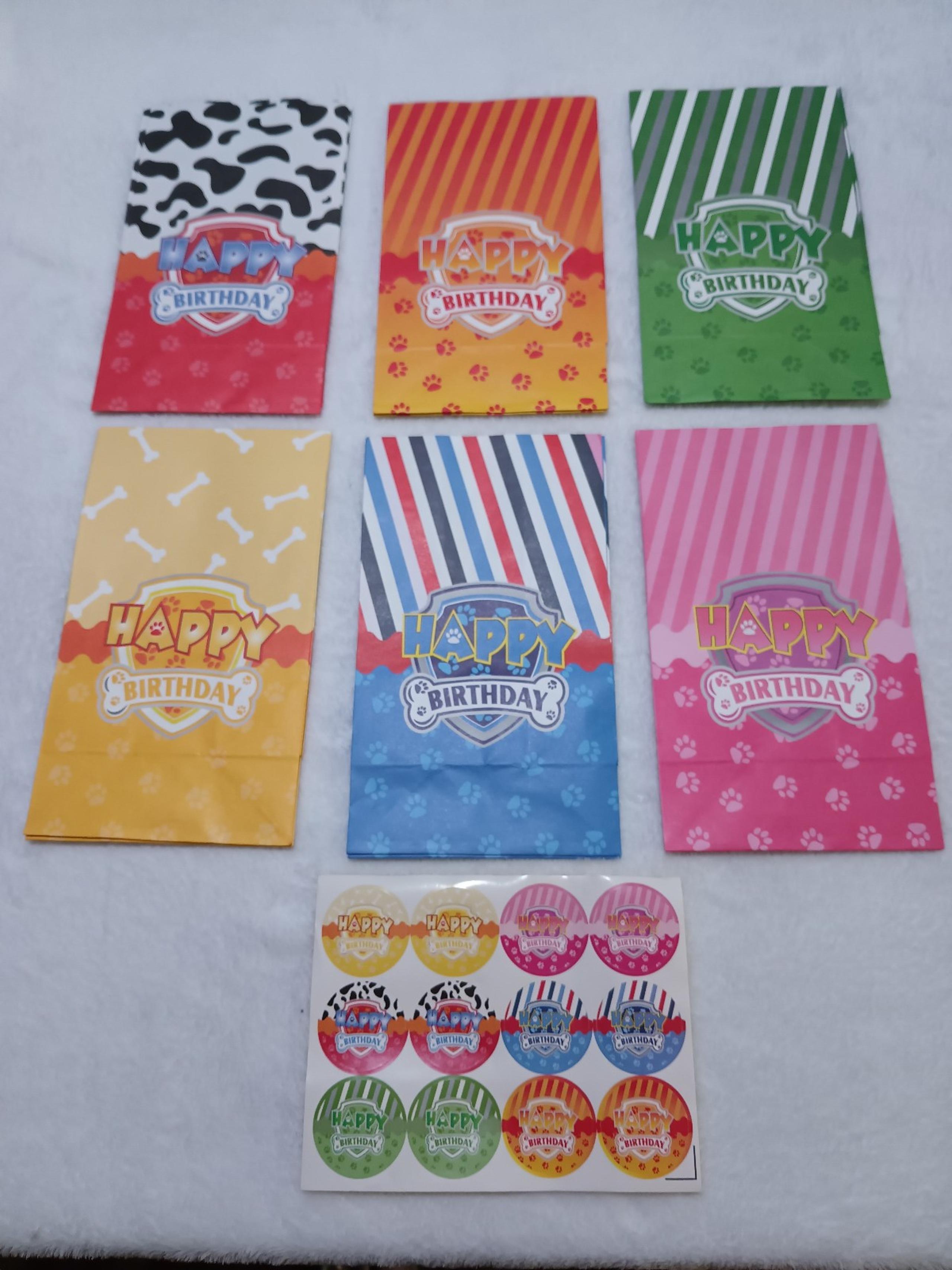 12pcs Dog Paw Party Favor Gift Bags Goodie Bags with Stickers