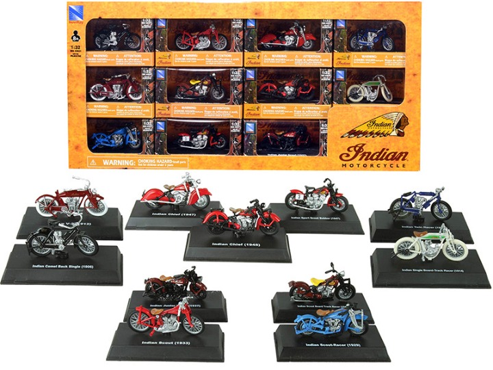 Indian Motorcycle" Set of 11 pieces 1/32 Diecast Motorcycle Models by New Ray