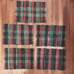 Set of 5 Vintage Rag Rug Style Placemats Navy Green Burgundy Homespun Woven