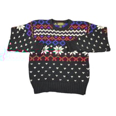 Vintage Eddie Bauer Wool Sweater Men's M Fair Isle Knit Winter Snowflake Design