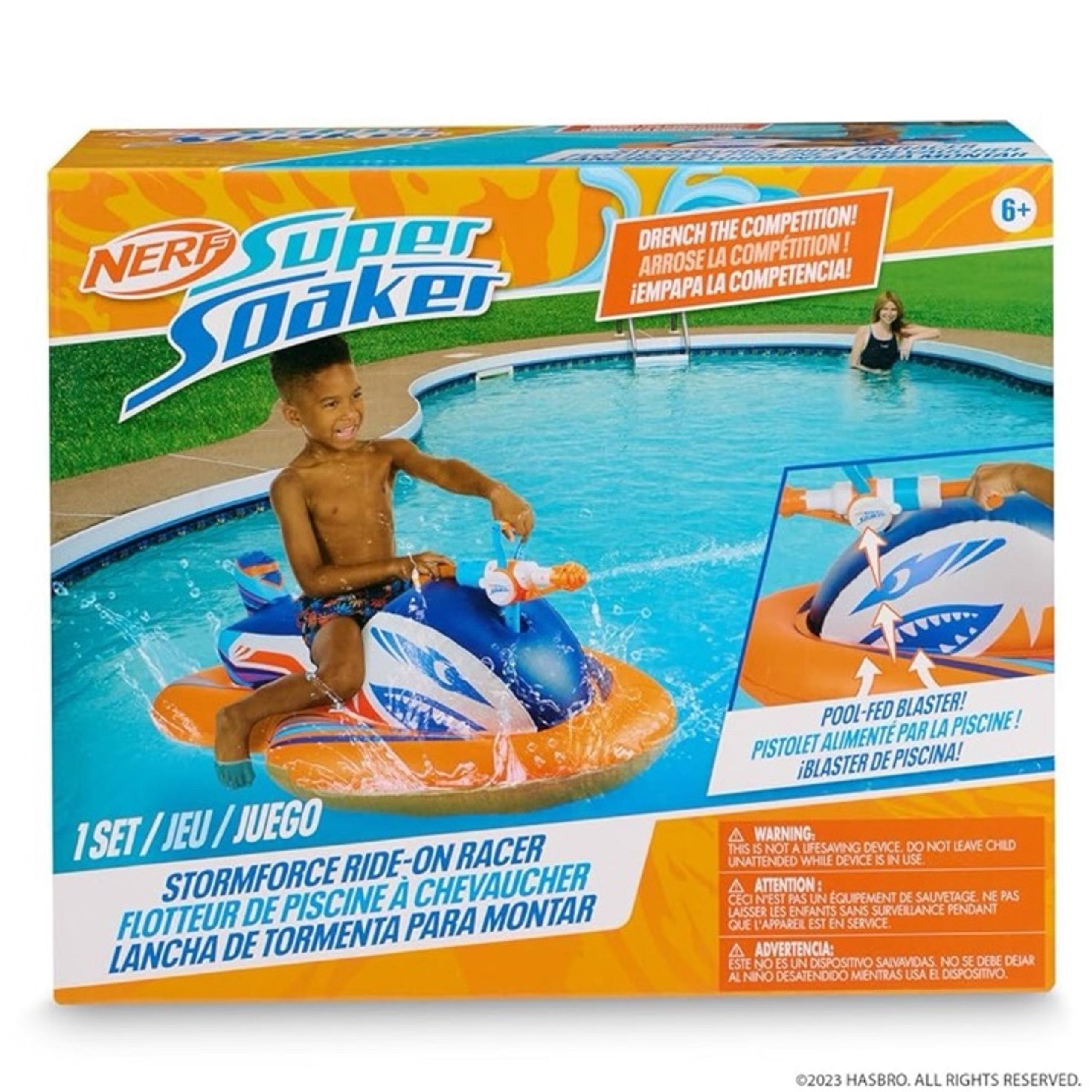 NERF Super Soaker Stormforce Ride-On Racer – Inflatable Pool Float